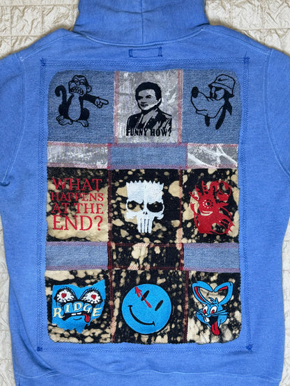 DENIM PATCHWORK HOODIE-LARGE