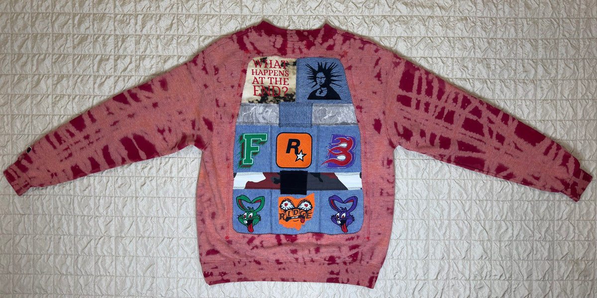DENIM PATCHWORK CREWNECK-MEDIUM