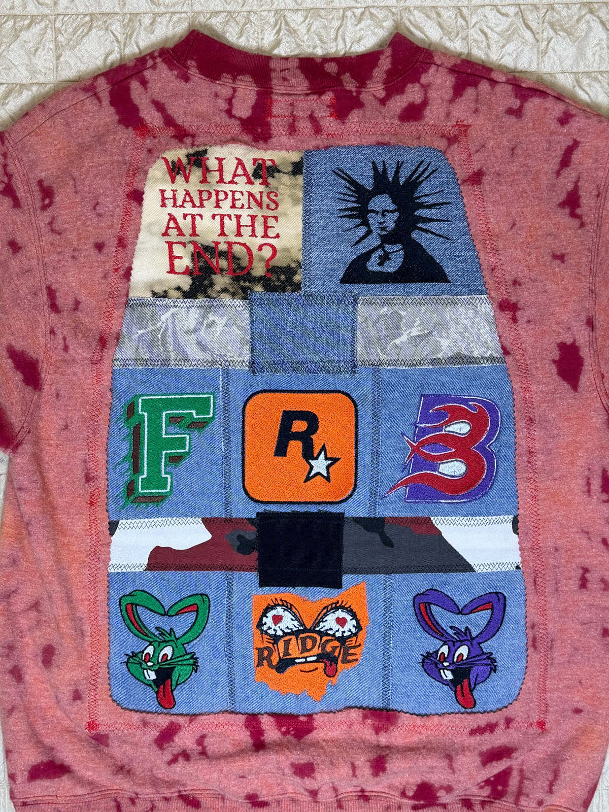 DENIM PATCHWORK CREWNECK-MEDIUM