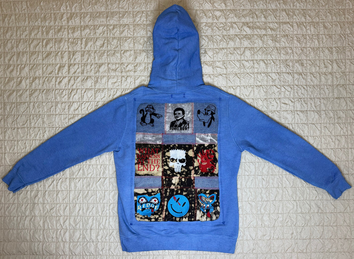 DENIM PATCHWORK HOODIE-LARGE