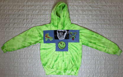 DENIM PATCHWORK HOODIE-SMALL