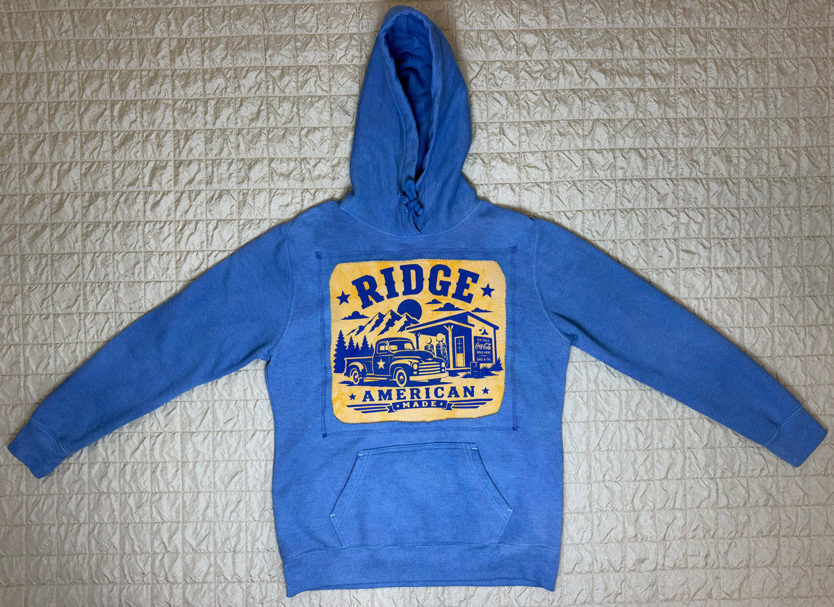 DENIM PATCHWORK HOODIE-LARGE