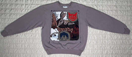 RABBIT QUILT CREWNECK-WOMENS XS